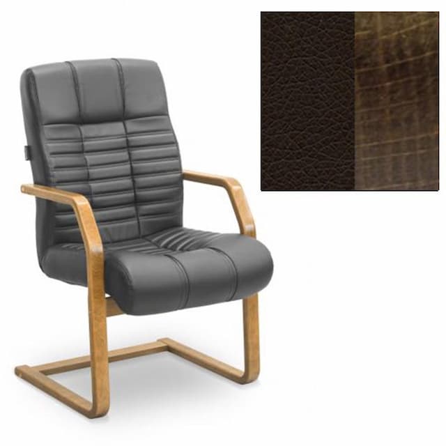 Кресло Юнитекс Атлант HSW экокожа премиум тёмно-коричневая CN1113/дерево-тёмный орех аида