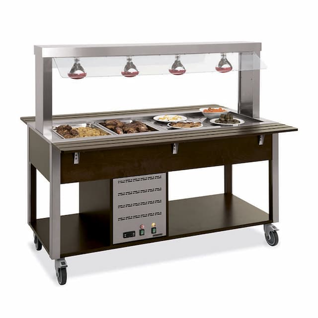 Стол Шведский тепловой (защитное стекло статичное, лампы) MetalCarrelli 6910.4L-W (венге)