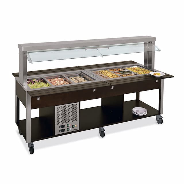 Стол Шведский комбинированный (защитное стекло подвижное) MetalCarrelli 6920.4F2M-W (венге) 